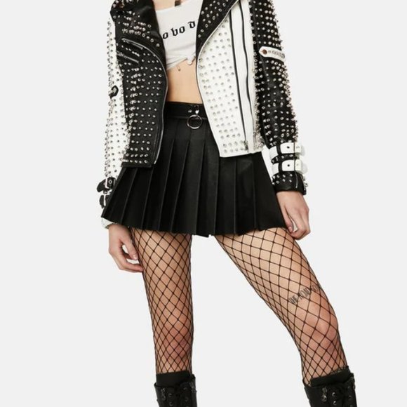 Brand New - Black White Studded Moto Jacket: Punk, Metal - Picture 2 of 2